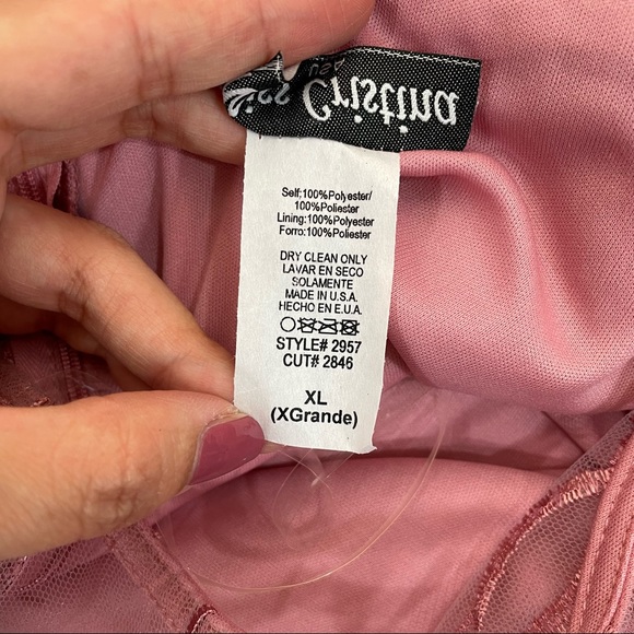 Miss Cristina Pink Lace Overlay Maxi Dress - Picture 4 of 7